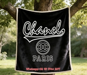 Chanel Paris Script CC Logo Flannel Throw Blanket IMG_7046